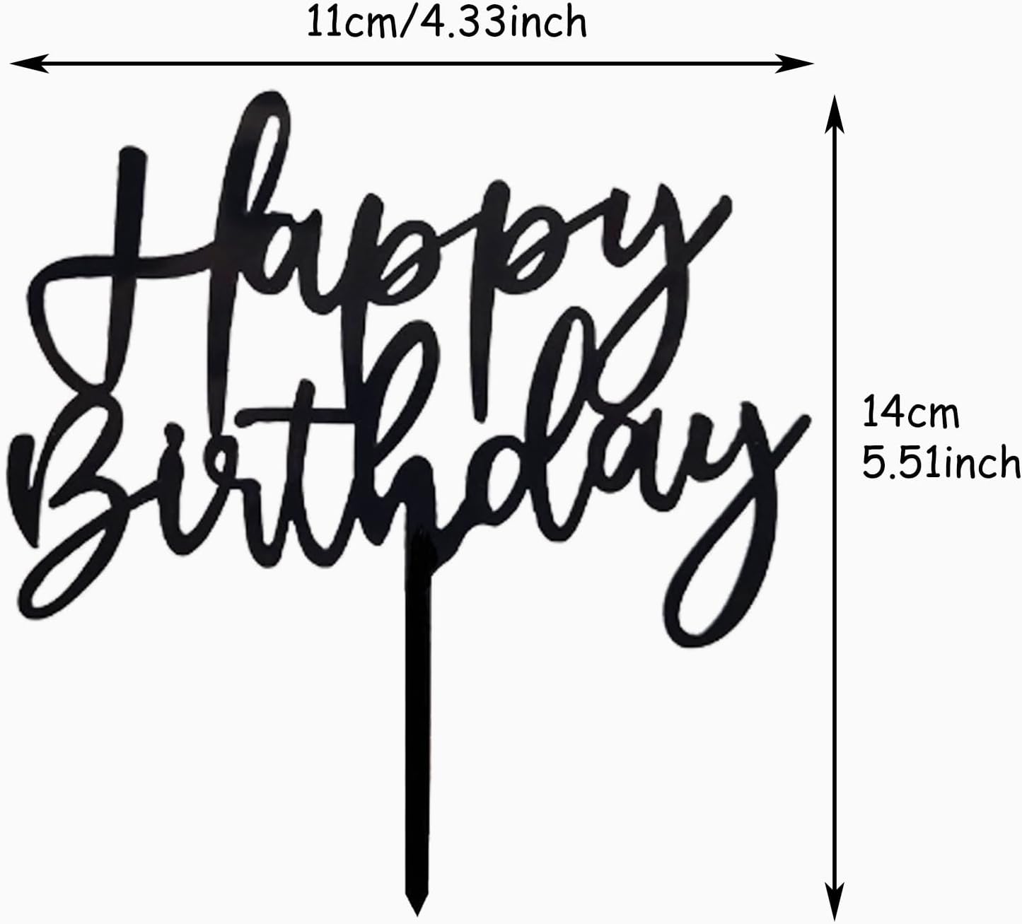 DIY Happy birthday Cake Topper Black Acrylic