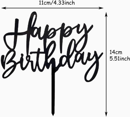 DIY Happy birthday Cake Topper Black Acrylic