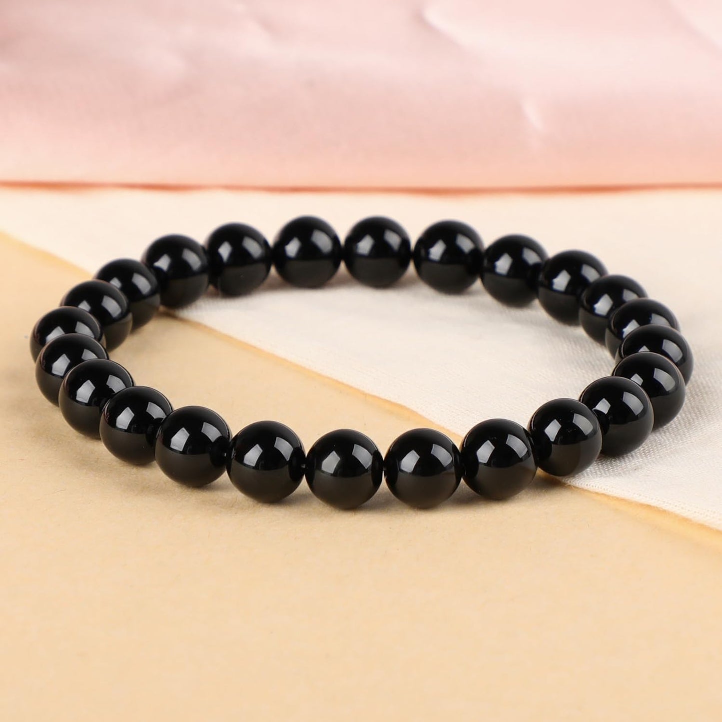 LPBeads Handmade Natural Gemstone Stretch Elastic Bracelet Healing Crystal Round Stone Beads Jewelry Gifts for Women Men
