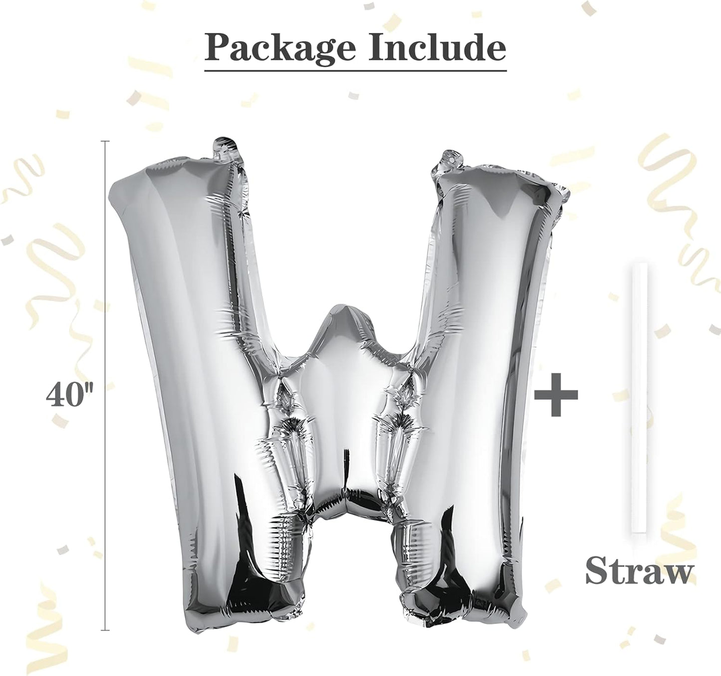 40 inch Silver Letter A Balloon, Big Size Alphabet Foil Mylar Helium Balloons for Birthday Party Celebration Wedding Anniversary Baby Shower Decorations Supplies Alphabet A