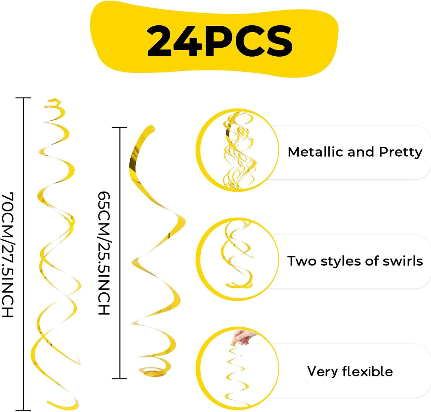 24 PCS Pink Hanging Swirl, Sparkle Ceiling Hanging Decorations, Plastic Streamer Party Decorations with Double-Swirls and Single-Swirls for Birthday Decorations, Easter, Graduation, Baby Shower