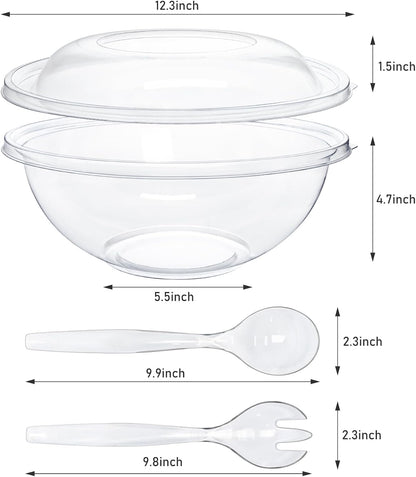 EcoDispose Clear Plastic Serving Salad Bowl Sets, 160 Oz 16PCS in 4 SETS - Round Large Disposable Bowls