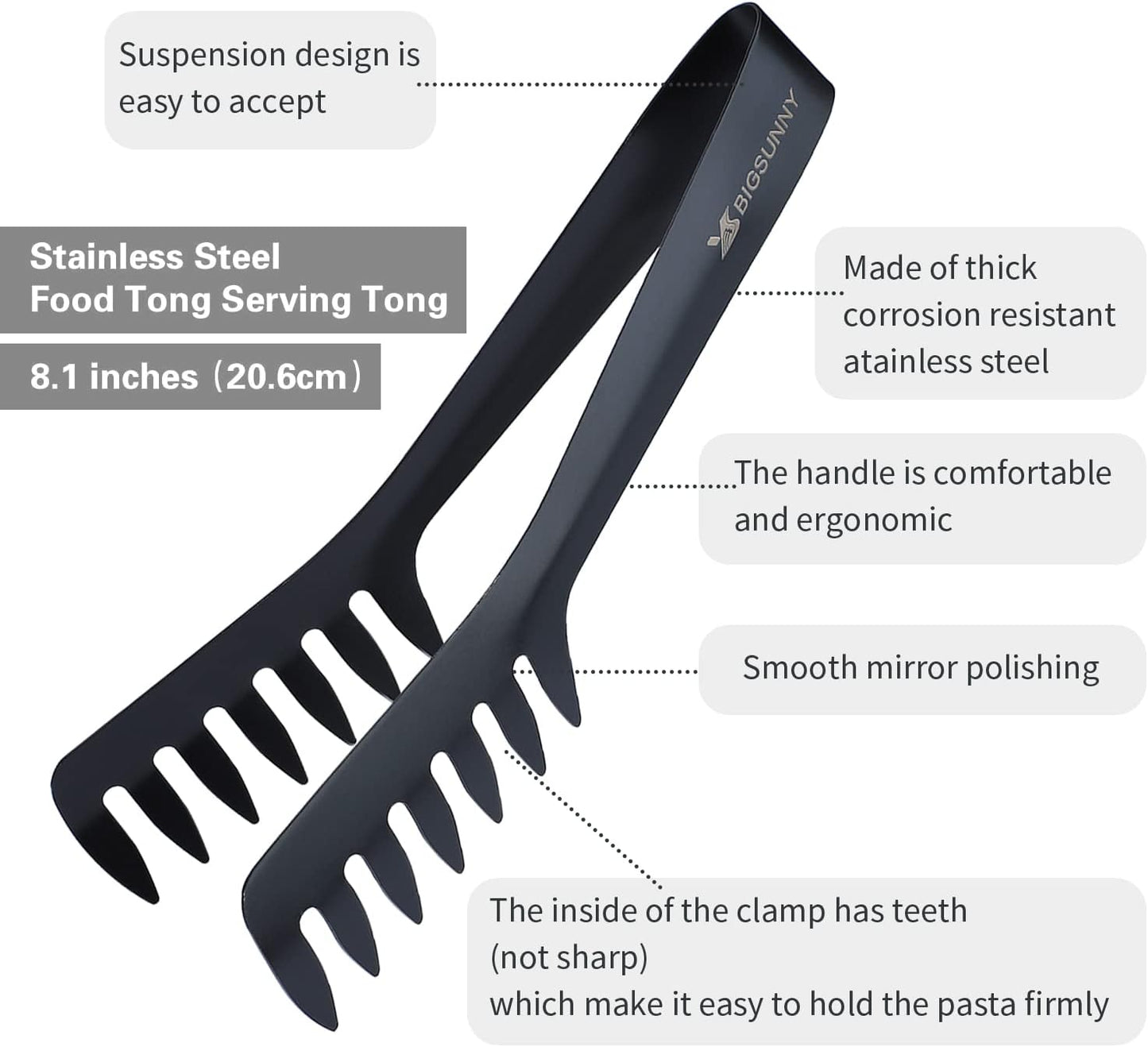 MSY BIGSUNNY 2 Pack Pasta Tong, Stainless Steel Food Tong Serving Tong, Spaghetti Tong