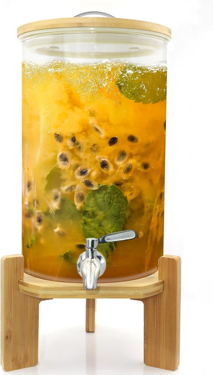 3.6 Gallon Drink dispenser,Glass Water Dispenser with Stand,Glass Beverage Dispenser with Spigot - Large Drink Dispensers for Parties,Bars,Restaurants