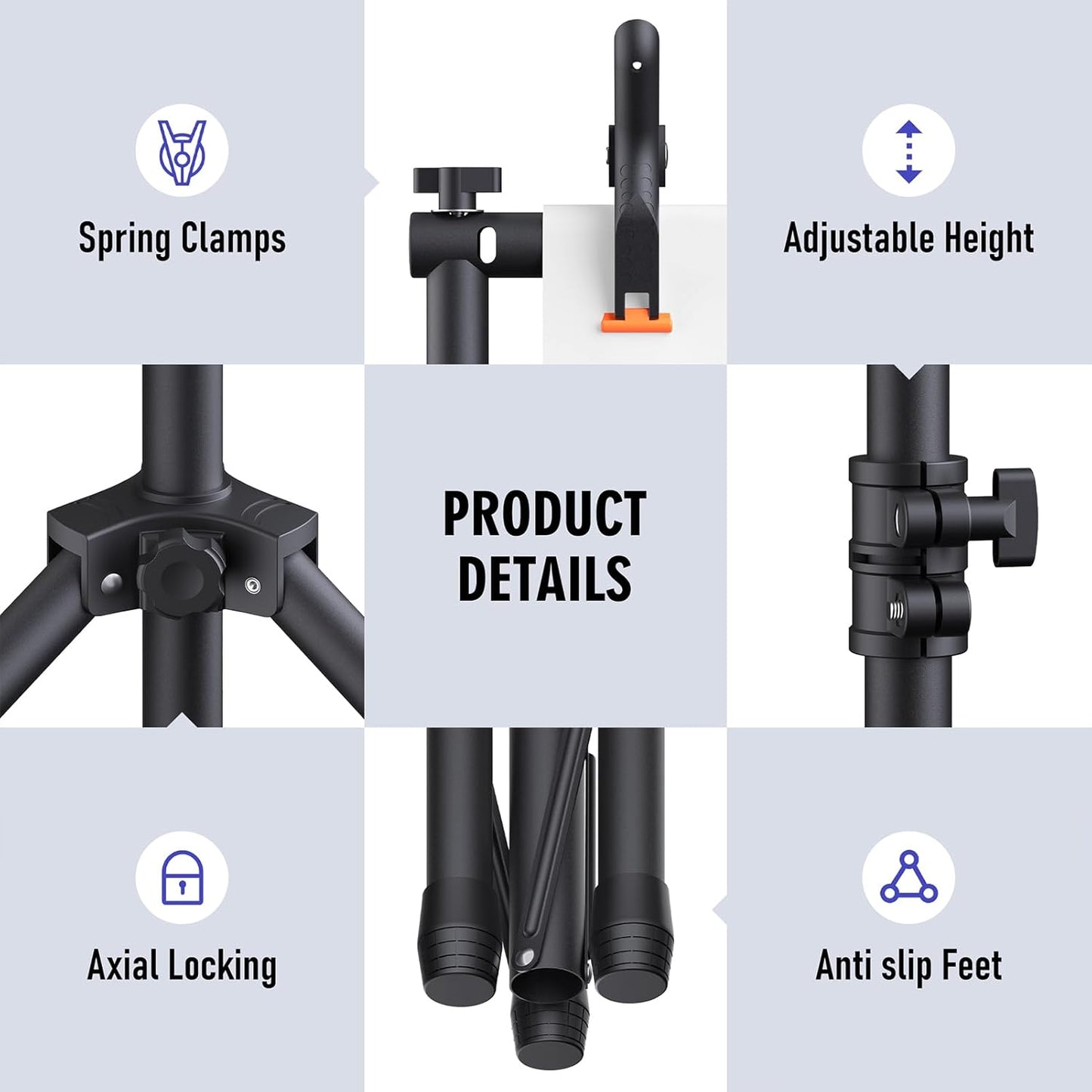 Backdrop Stand Kit - 6 Widths, 10x7.5ft Adjustable Background Stand for Parties & Studio Photography