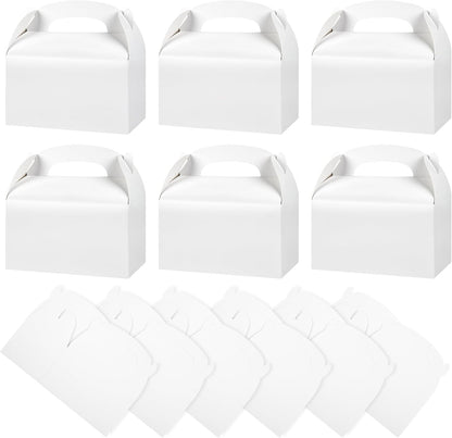 DjinnGlory 36 Pack White Party Favor Treat Boxes with Handle, DIY Paper Boxes for Baby Shower, Birthday, All Occasion, Small Gable Boxes for Small Business 6.18 x 3.58 x 3.38 Inches