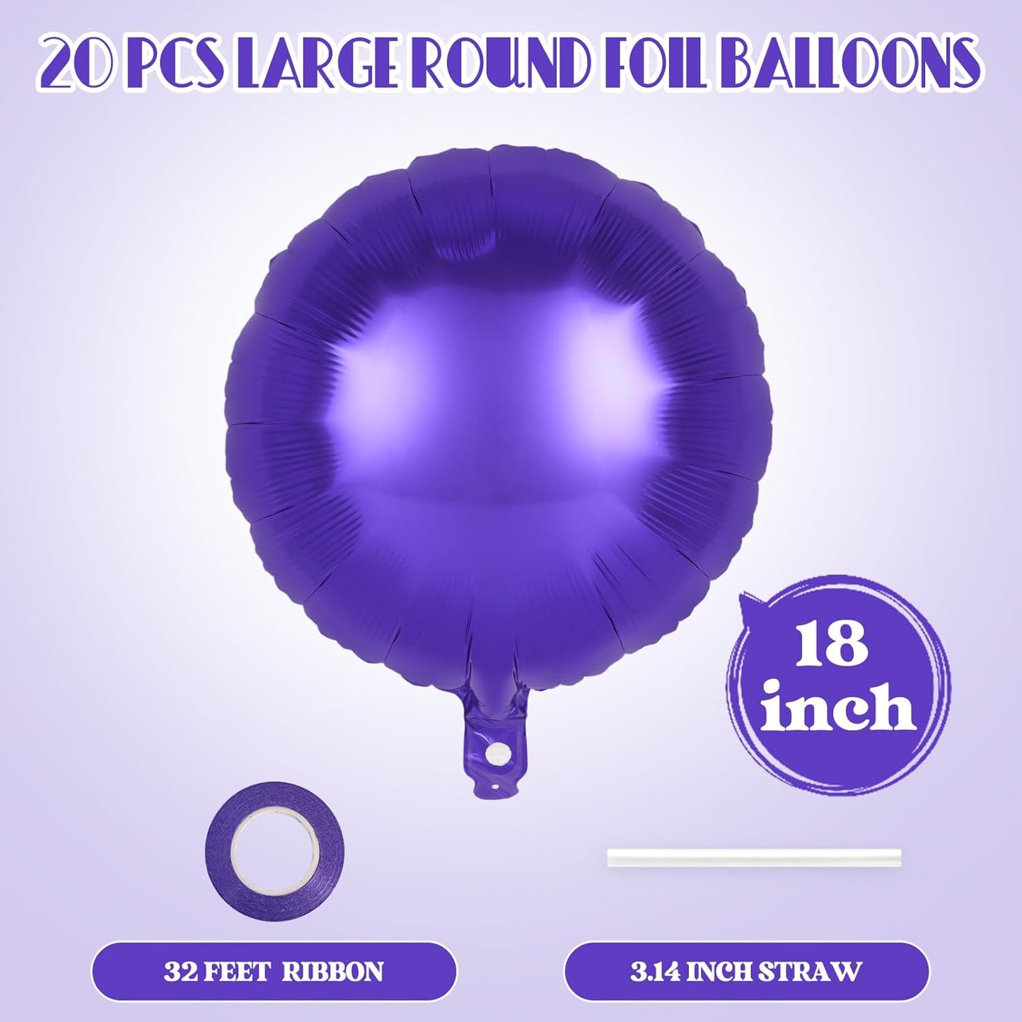 20 Pcs Black Round Shaped Balloons,18 Inch Round Foil Balloon,Giant Round Mylar Balloon Helium Balloons for Birthday Party Baby Shower Wedding Decorations (Black)