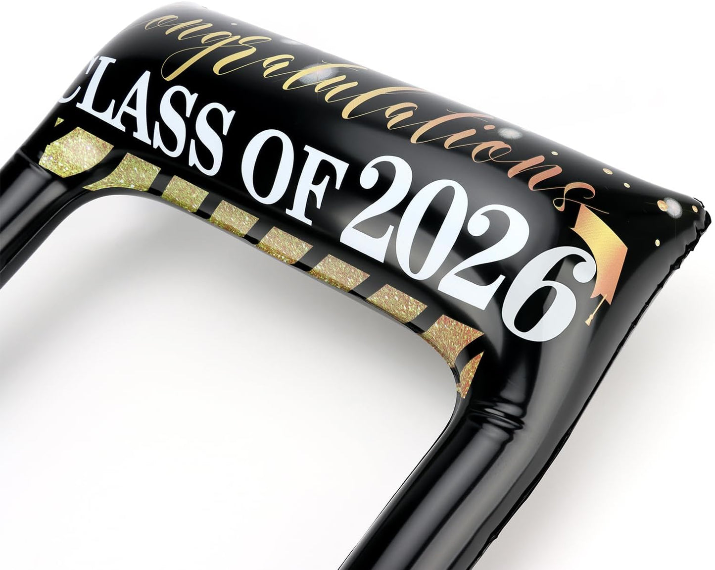 POPGIFTU Class of 2026 Graduation Photo Booth Frame, Inflatable Selfie Frame 31" x 24", Black Gold Congrats Grad Photo Booth Props for Graduation Party Decorations 2026