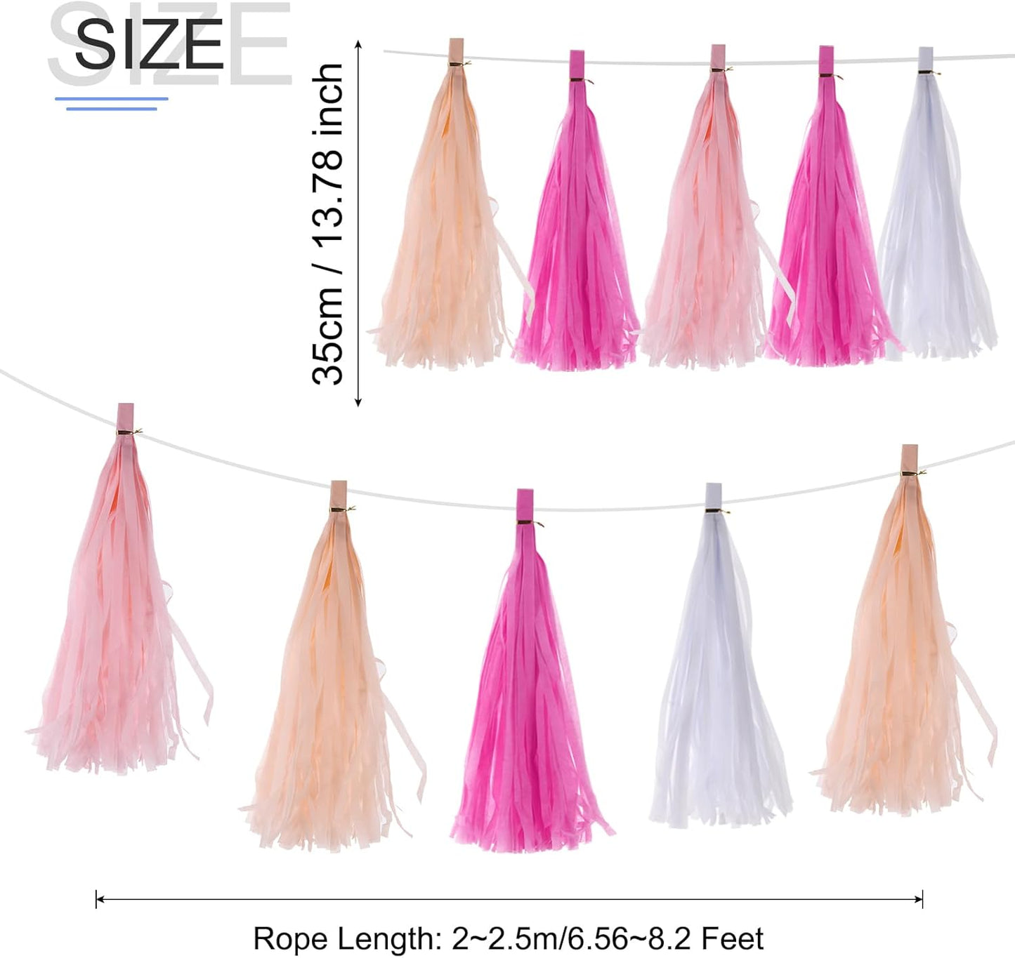 MECCANIXITY 20Pcs Light Blue Tassel Garland Banner with Rope Tissue Paper Tassels Party DIY Kits for Anniversary Wedding Birthday Party