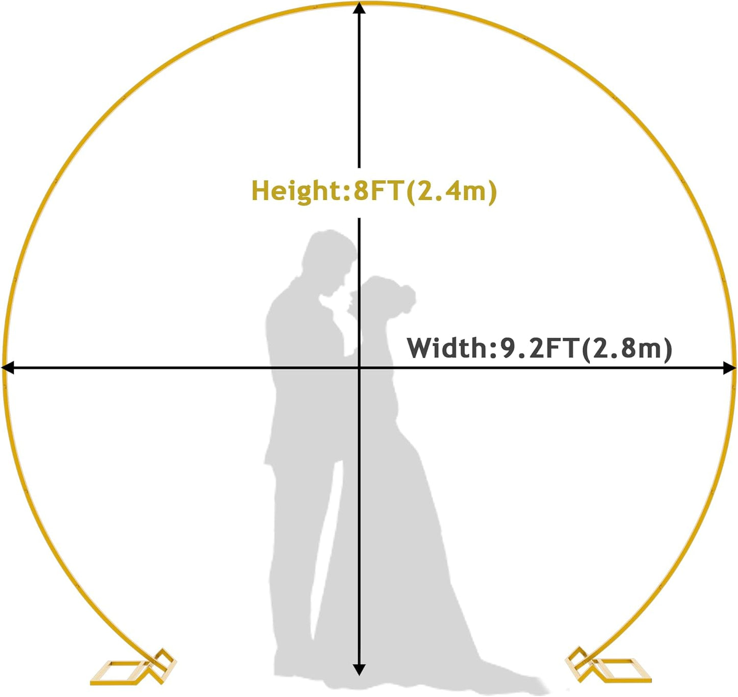 Wokceer Round Backdrop Stand 8FT Gold Wedding Arch Metal Circle Balloon Arch Stand for Birthday Party Wedding Bridal Shower Anniversary Ceremony