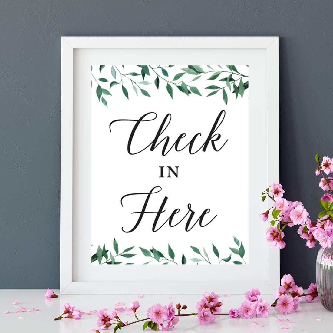 Andaz Press Wedding Party Signs, Natural Greenery Green Leaves, 8.5x11-inch, Bridal Shower Scavenger Hunt, 1-Pack - Colors D