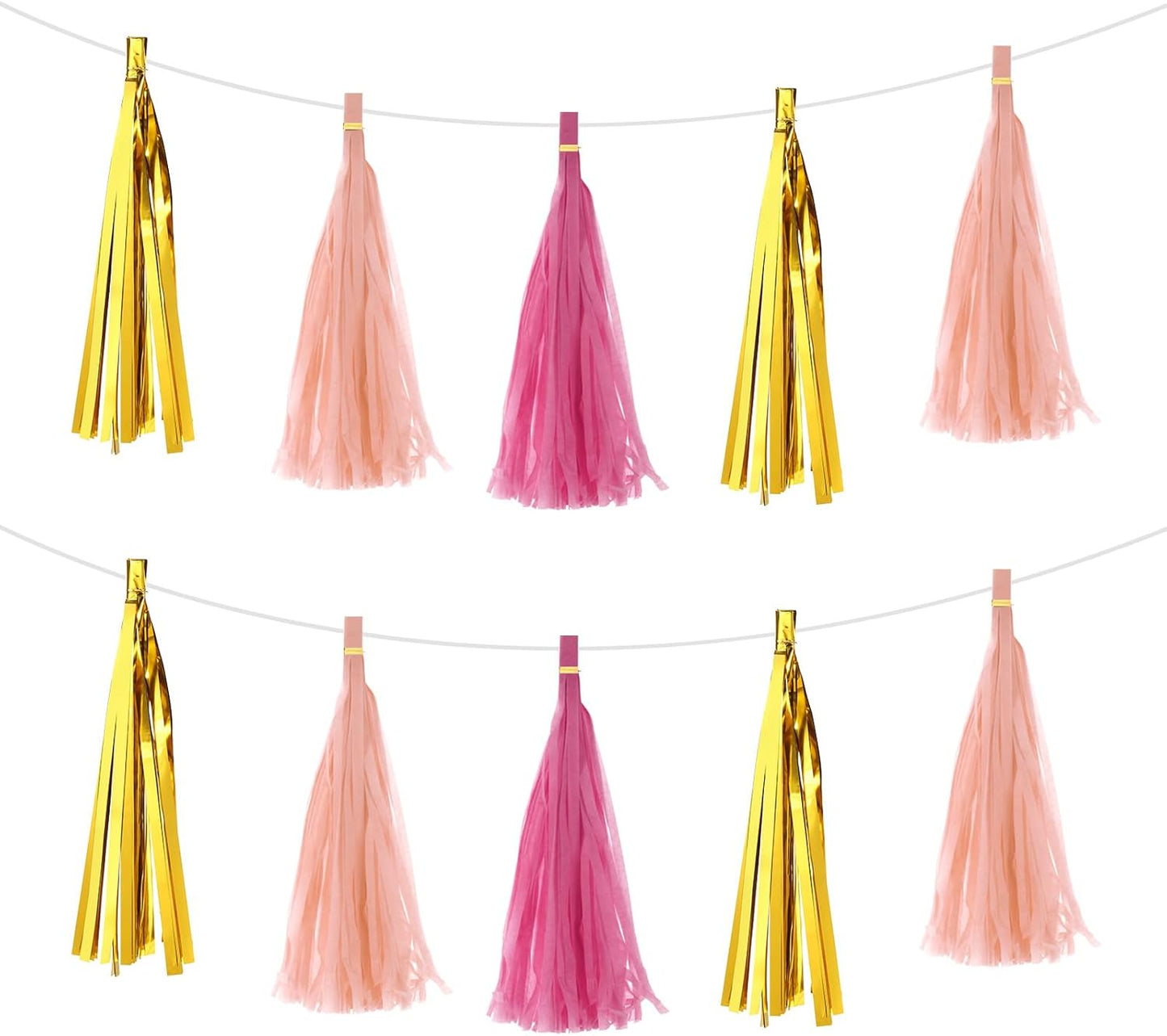 MECCANIXITY 15Pcs Light Blue Tassel Garland Banner with Rope Tissue Paper Tassels Party DIY Kits for Anniversary Wedding Birthday Party