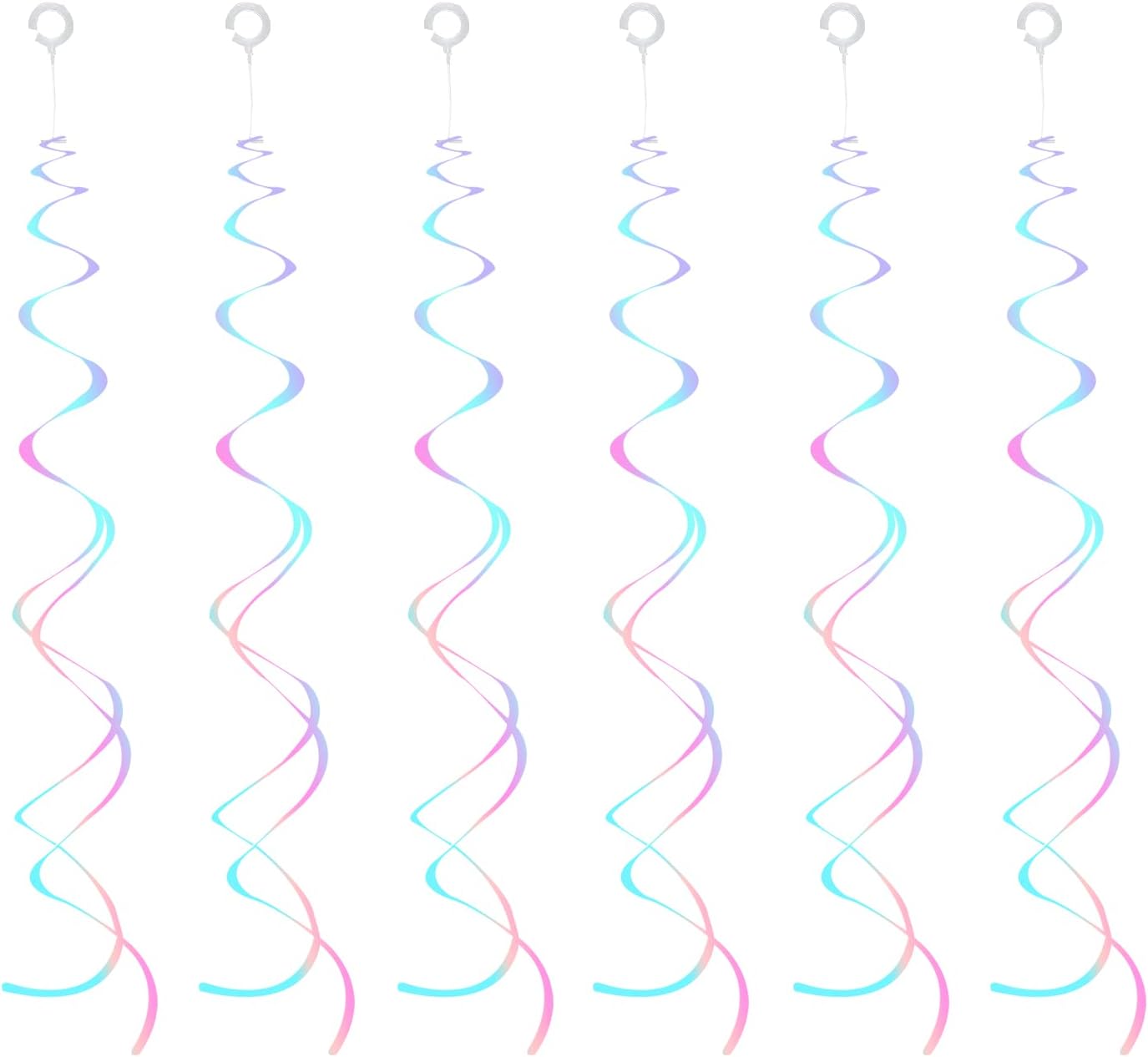 30 Pieces Iridescent White Hanging Swirls, Foil Swirl Hanging Decorations Plastic Steamers for Ceiling, Dangling Whirls Wedding Baby Shower Birthday Party Decorations