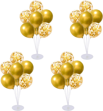 4 Set Balloon Stand Kit for Table Centerpieces With Balloon and Base Party Decorations for Birthday Wedding Retirement Graduation Baby Shower (Navy Silver)