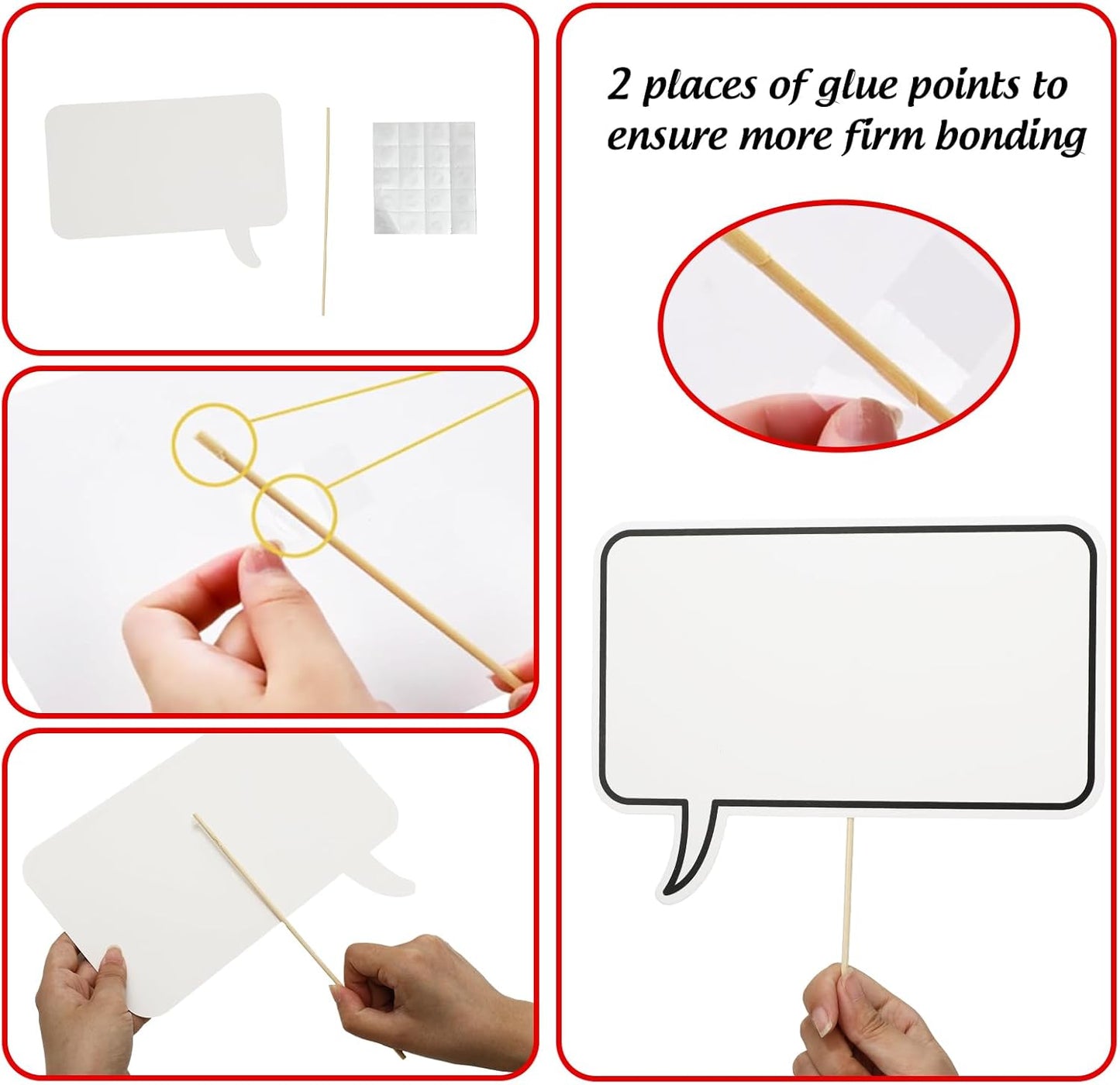 JarThenaAMCS 23 Pcs Large Blank Photo Booth Props Set White Scalloped Picture Frame with Bubble DIY Selfie Props for Birthday Wedding Party Supplies