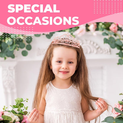 Birthday Tiara Crown with Sash for Women, Headband Hair Accessories for Wedding Party Costume