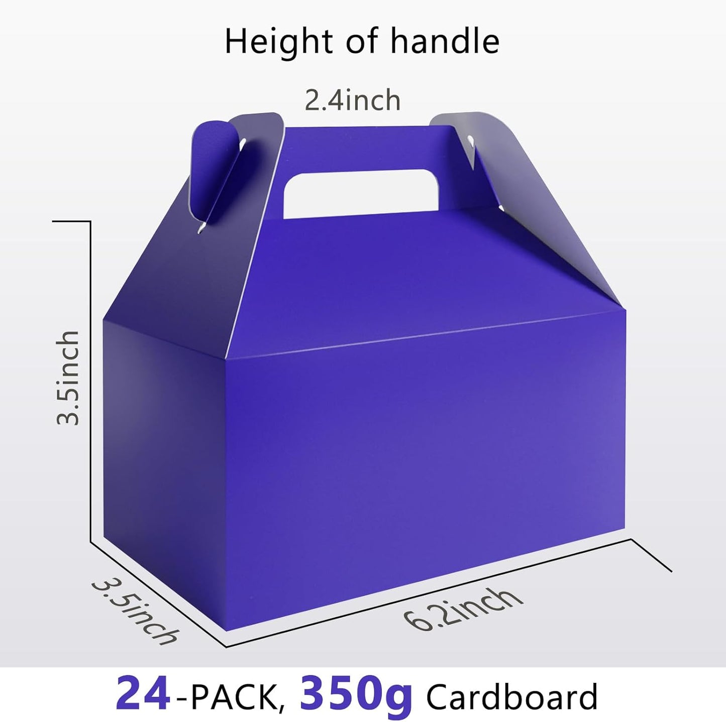 XAGLVV 24 Pack White Paper Gable Boxes,6.2 Inch Candy Boxes with Handle, Snack Party Favor& Gift Cookie bags for kids Birthday,Wedding, Baby Shower, Graduation.