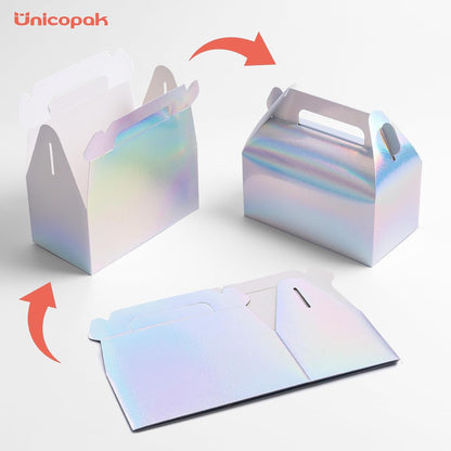 UnicoPak 30 Pack Party Favor Boxes Treat Boxes, White Gable Gift Boxes for Party Favors Goodies Cookies Treats Candies Meals Lunch, 6.5x3.5x3.5 Inches