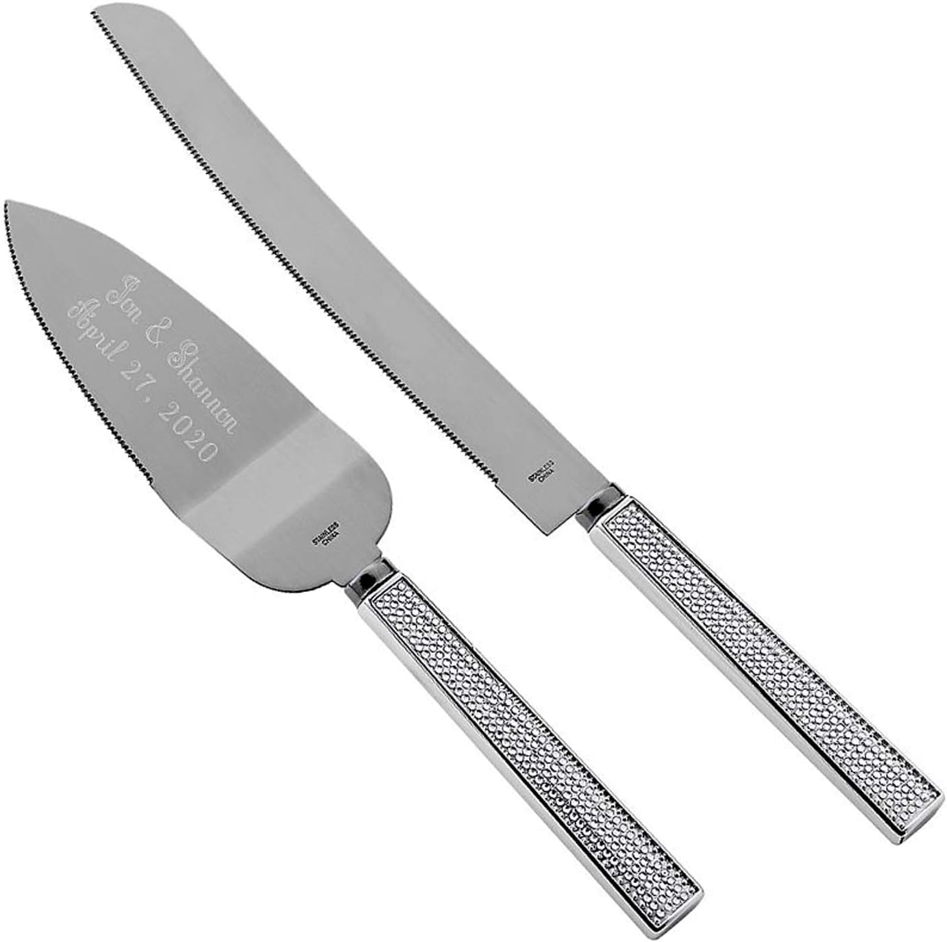 GIFTS INFINITY Personalized Wedding Cake Knife and Server Set with Engraving – Cake Cutting Utensil Set, Keepsake Gift for Wedding, Anniversary, Reception, Birthday & Other Occasions (CH-101WB)