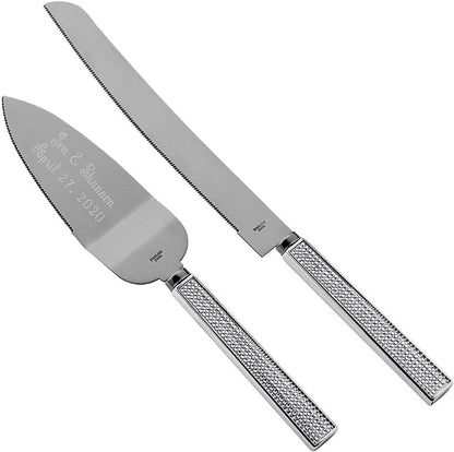 GIFTS INFINITY Personalized Wedding Cake Knife and Server Set with Engraving – Cake Cutting Utensil Set, Keepsake Gift for Wedding, Anniversary, Reception, Birthday & Other Occasions (CH-101WB)