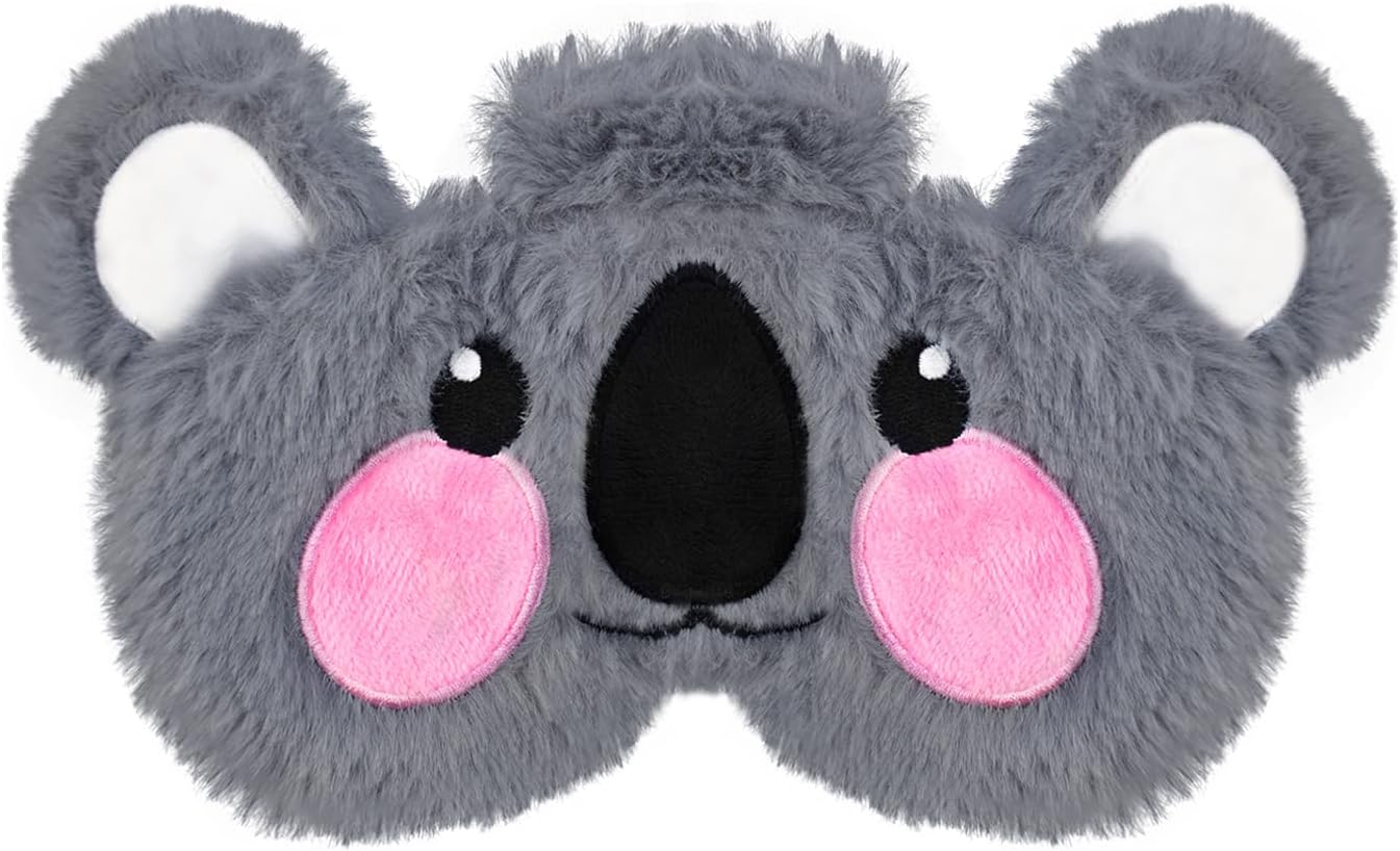 Christmas Reindeer Sleep Mask Cute Antler Eye Masks Sleeping Soft Plush Cartoon Blindfold Funny Animal Eye Cover Xmas Presents for Women Men (Xmas Reindeer,Brown)