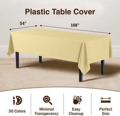 Exquisite Party Solids 6-Pack Premium Plastic Tablecloth 54in. x 108in. Rectangle Plastic Table Cover - Navy