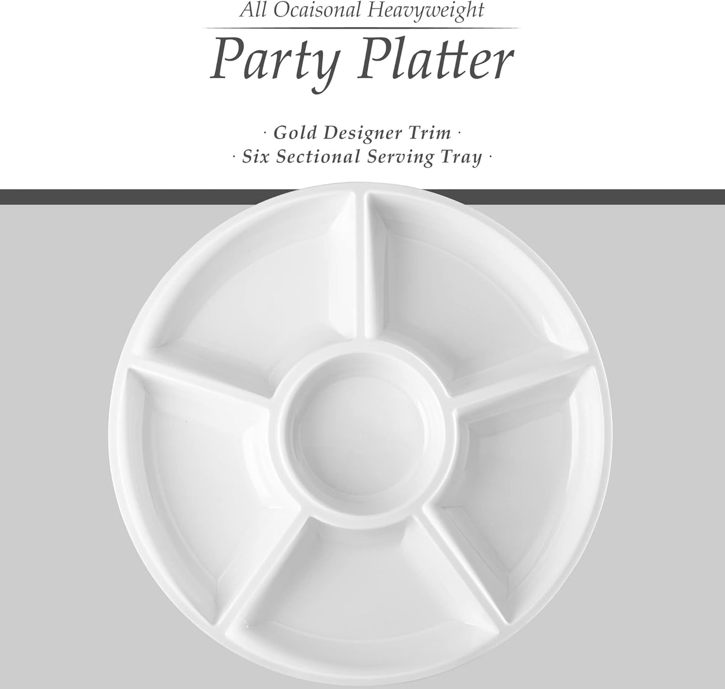 Plasticpro 6 Sectional Round Plastic Serving Tray/Platters Clear Pack of 2
