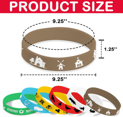 48PCS Farm Party Bracelets Set | 24 Slap Bracelets + 24 Rubber Bracelets | Barnyard Animal Silicone Wristbands Birthday Party Supplies, Classroom Rewards, Carnival Prizes