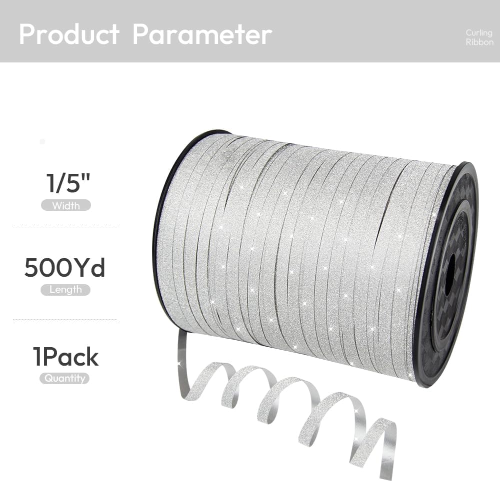 500 Yards White Curling Ribbon for Gift Wrapping, 1/5 inch Wide Balloon Ribbon String for Florist Flower, Crafts, Wreaths, Christmas, Birthday Party, Wedding