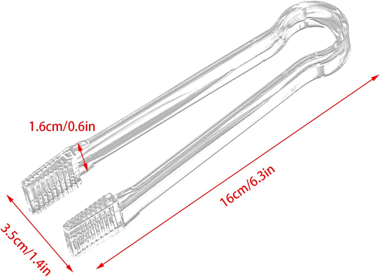 10 Pcs Plastic Buffet Serving Tongs, Clear Kitchen Tongs Mini Serving Utensil Tongs for Food Ice Salad Buffet Barbecue Cookies, 6.3 Inches