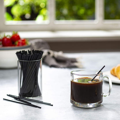 Comfy Package [2000 Count] 5 Inch Coffee Stirrers, Cocktail Straws - Disposable Plastic Sip Stir Sticks - Black
