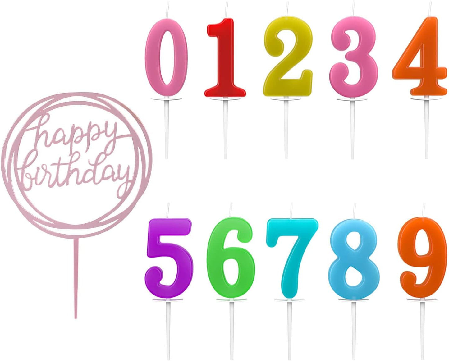 10-Piece Number Birthday Candles - Glitter Cake Toppers for Birthday & Wedding Parties