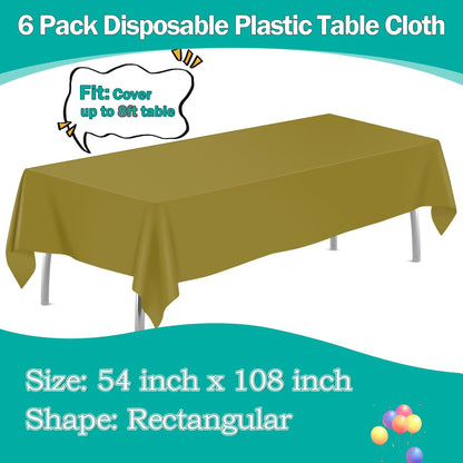 tujol Royal Blue 6 Pack Plastic Table Cloth 54" x 108", Disposable Tablecloths Rectangle Table Cover, Plastic Tablecloths for Parties