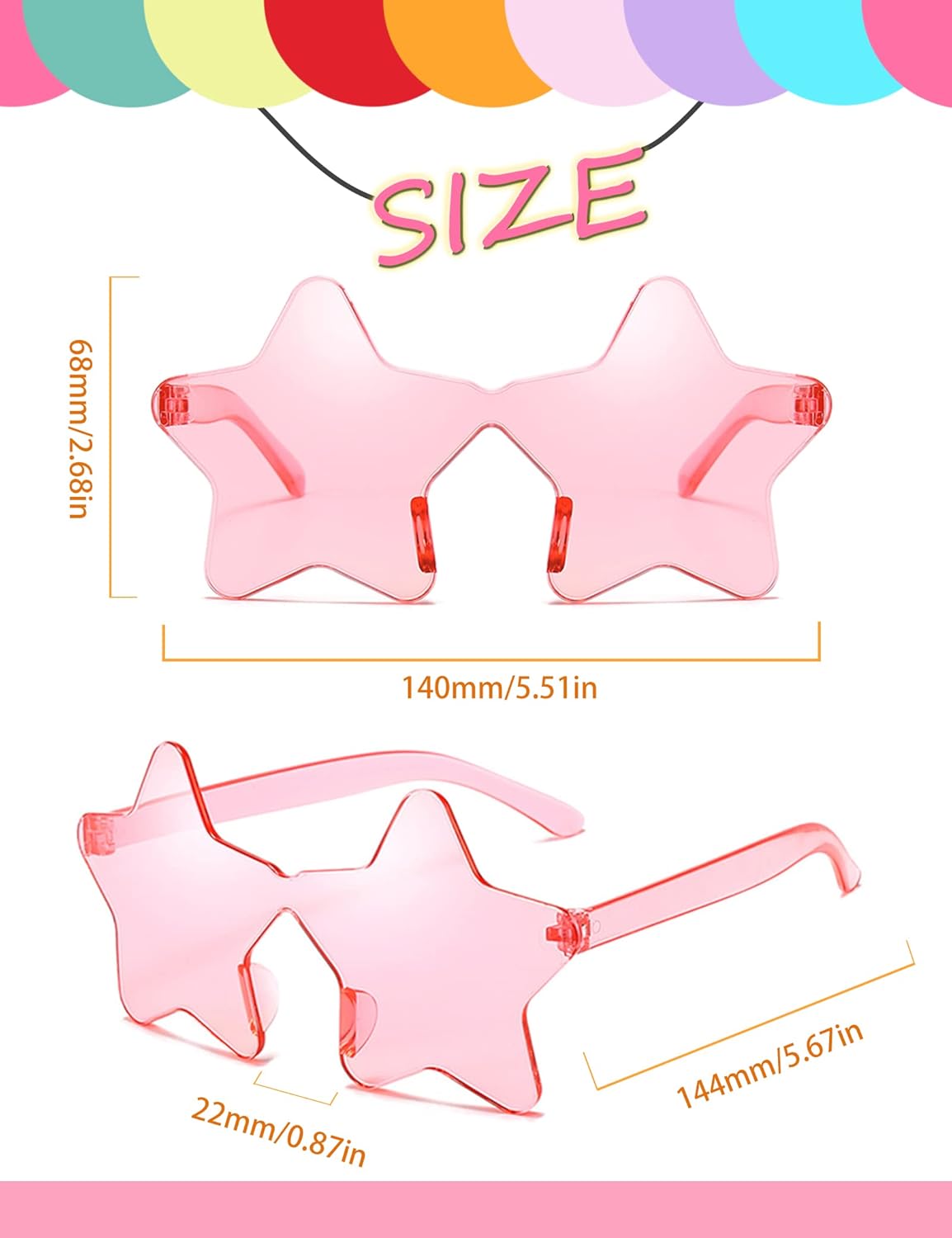 LIULIUBTY Star Shaped Sunglasses, Heart Sunglasses for Bachelorette Party, Colorful Party Favors