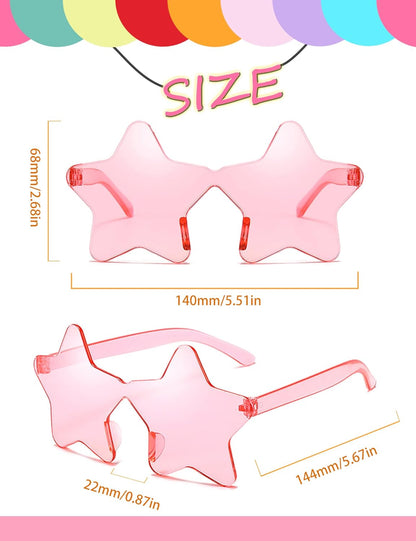 LIULIUBTY Star Shaped Sunglasses, Heart Sunglasses for Bachelorette Party, Colorful Party Favors