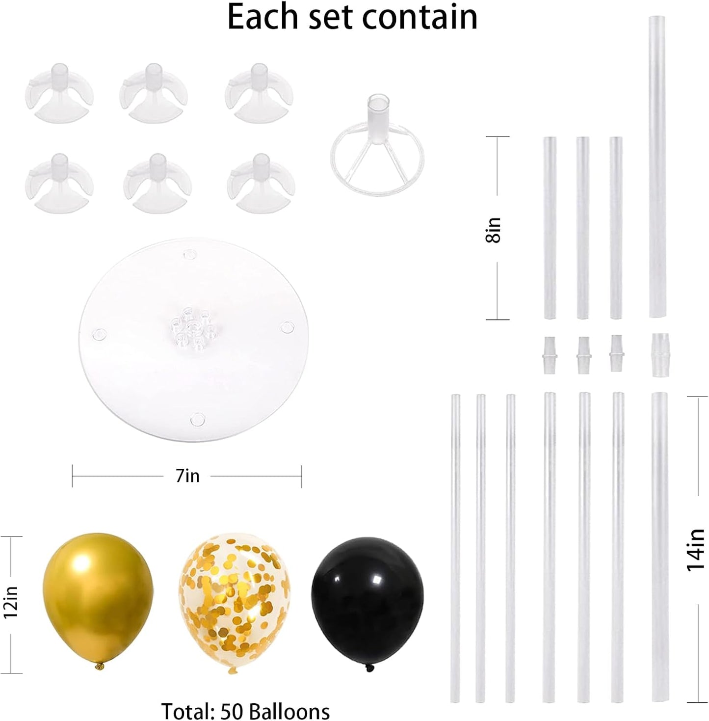 4 Set Balloon Stand Kit for Table Centerpieces With Balloon and Base Party Decorations for Birthday Wedding Retirement Graduation Baby Shower (Navy Silver)