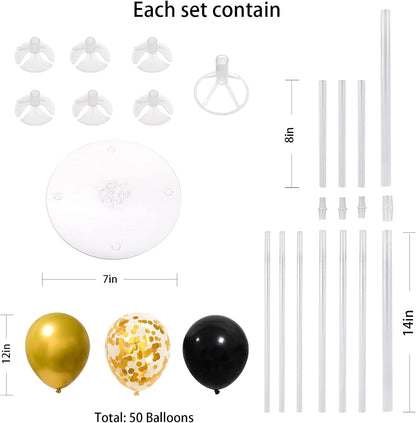 4 Set Balloon Stand Kit for Table Centerpieces With Balloon and Base Party Decorations for Birthday Wedding Retirement Graduation Baby Shower (Navy Silver)
