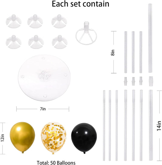4 Set Balloon Stand Kit for Table Centerpieces With Balloon and Base Party Decorations for Birthday Wedding Retirement Graduation Baby Shower (Navy Silver)