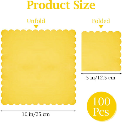 100 Pcs Cocktail Napkins, 2-Ply 5 x 5 Inches Disposable Scalloped Napkins, Thick Premium Dessert Napkins for Party, Wedding, Dinner, Birthday, Anniversary, Festival (Sage Green)
