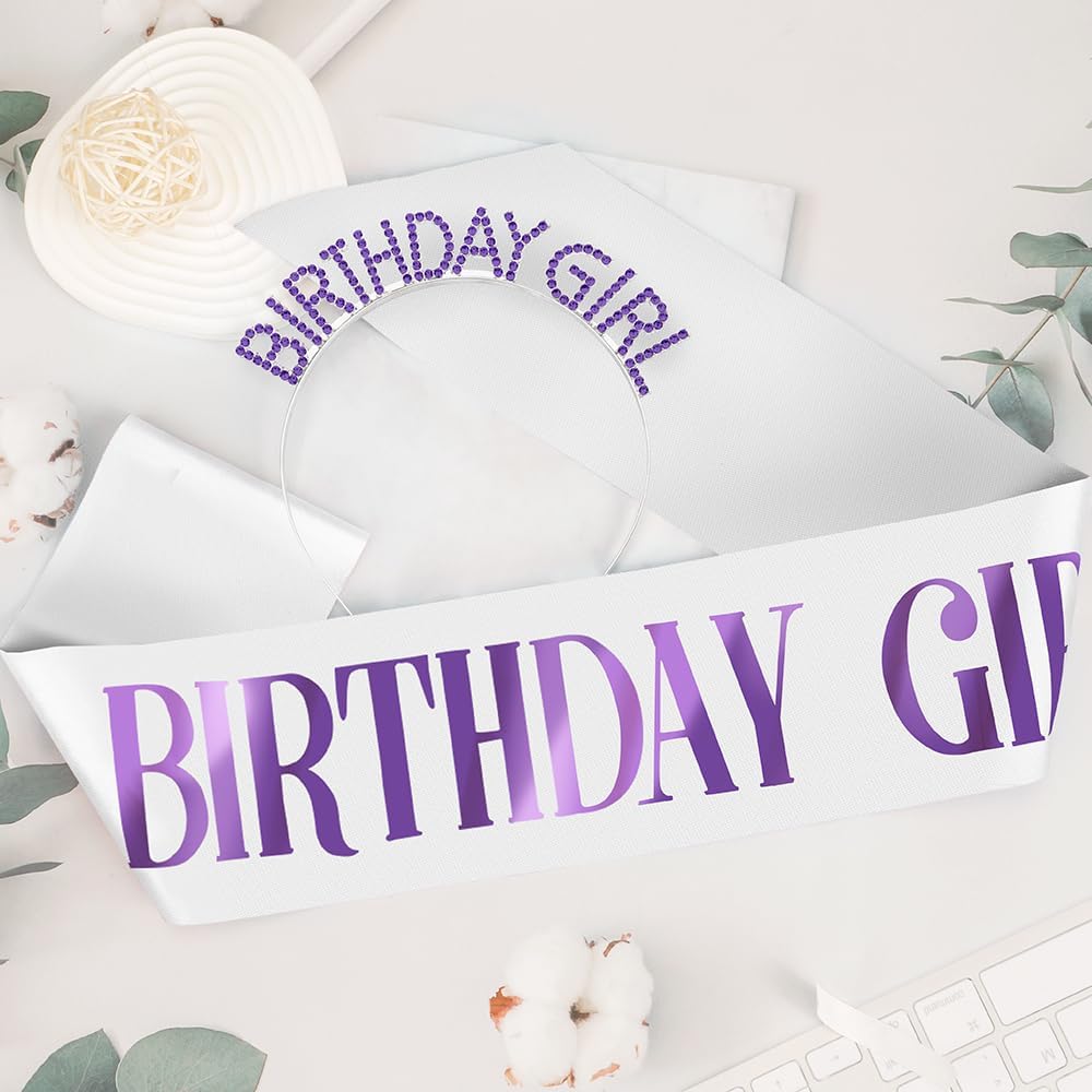 Birthday Sash & Crown for Women - Tiara Headband, Girls' Decorations Accessories