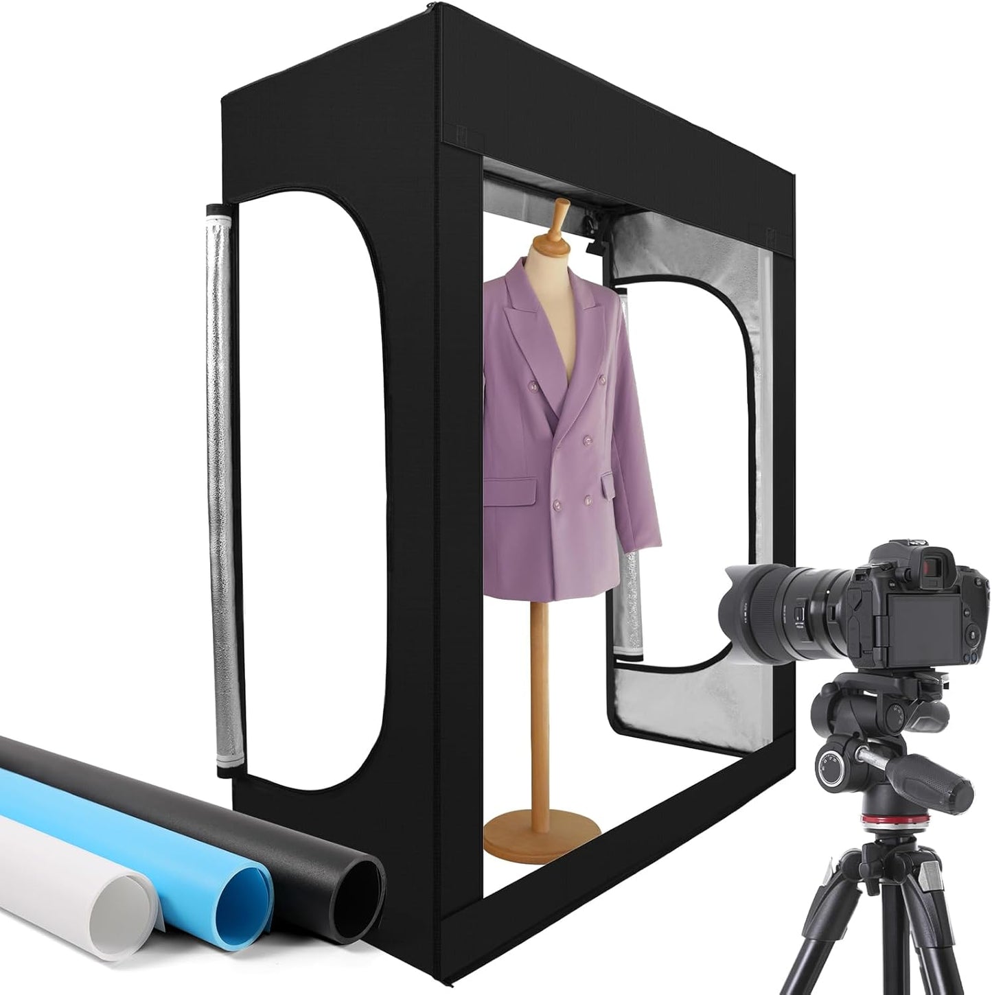 Photo Light Box, 12/16/20/24/32 Inch Photography Light Box with CRI>95 120 Light Beads. Dimmable Shooting Tent Kit with White and Warm Light. 6 Color Backdrops Photo Booth for Studio Products Display