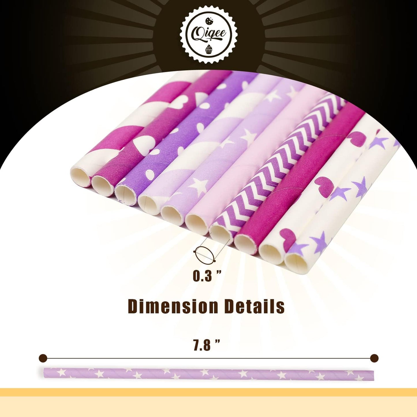Pink Paper Straws 150pcs Disposable Straws Bulk (10 Pattern) qiqee
