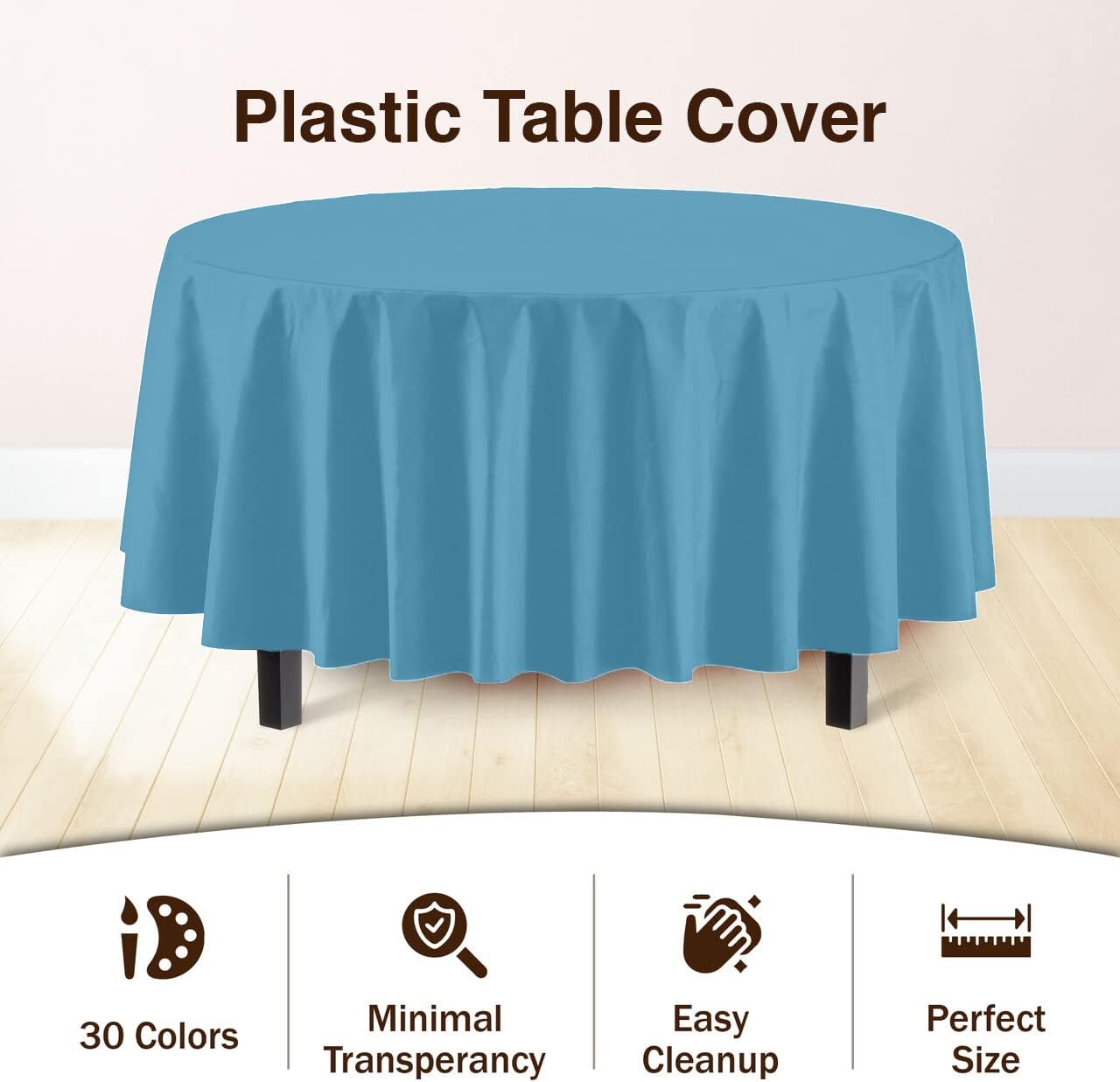 12-Pack Premium Plastic Tablecloth 54in. x 108in. Rectangle Table Cover - Dark Blue - Colors B