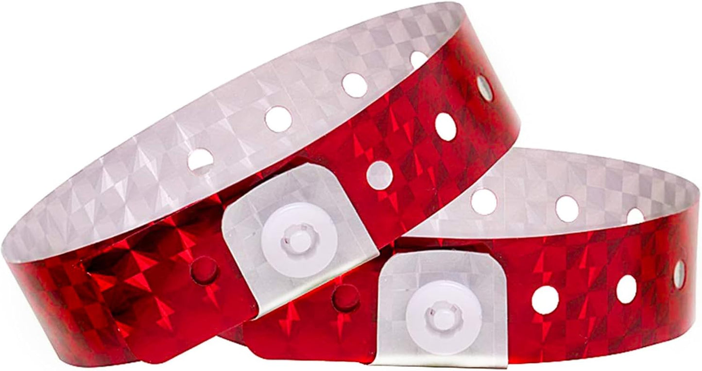 OUCHAN Holographic Plastic Wristbands Gold - 100 Pack Wristbands For Events Parties