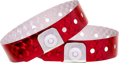 OUCHAN Holographic Plastic Party Wristbands Gold - 500 Pack Vinyl Wristbands for Events Club Music Meeting