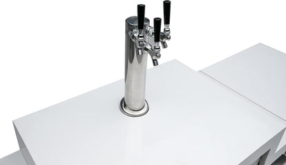 Mont Alpi Bar Series MA-BEVKEG Stainless Steel Outdoor Rated 3 Beer Tap Kegerator Keg Center Dispenser + Beverage Center with Compact Refrigerator + Granite Countertops