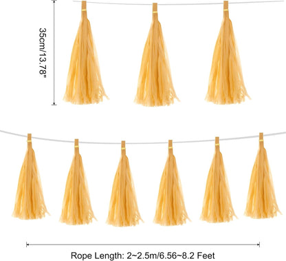 MECCANIXITY 15Pcs Light Blue Tassel Garland Banner with Rope Tissue Paper Tassels Party DIY Kits for Anniversary Wedding Birthday Party