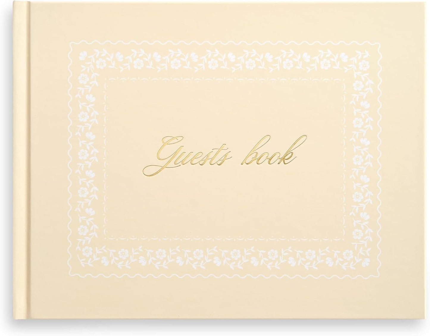 &And Per Se White Wedding Guest Book with Photo Spots – Elegant Hardcover Sign-in Book for Weddings, Baby Showers & Special Events – Blank & Lined Memory Keepsake Album
