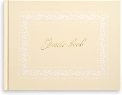 &And Per Se White Wedding Guest Book with Photo Spots – Elegant Hardcover Sign-in Book for Weddings, Baby Showers & Special Events – Blank & Lined Memory Keepsake Album