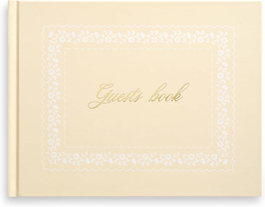 &And Per Se White Wedding Guest Book with Photo Spots – Elegant Hardcover Sign-in Book for Weddings, Baby Showers & Special Events – Blank & Lined Memory Keepsake Album